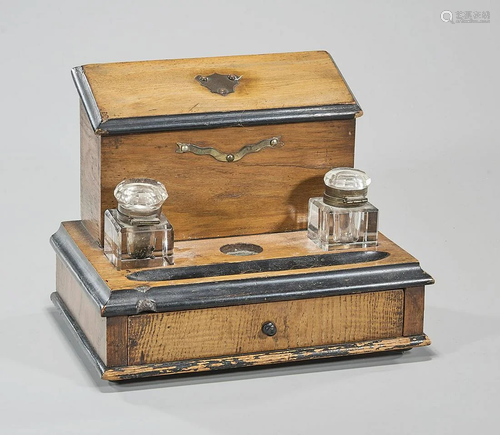 Antique English Walnut Ink Stand and Letter Box