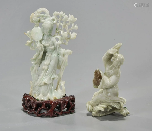 Two Chinese Jadeite Figures