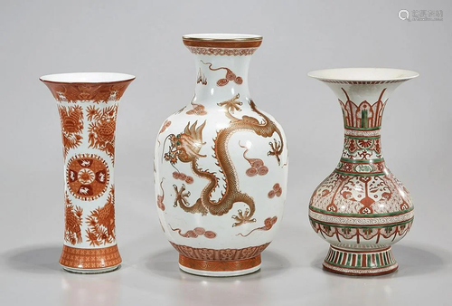 Group of Three Chinese Painted Porcelain Vases