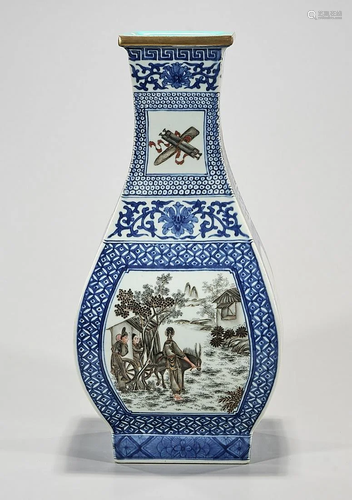 Chinese Four Faceted Vase