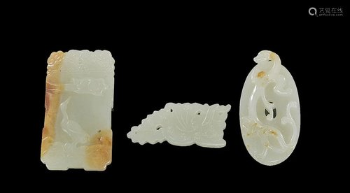 Three Chinese Carved Jade Plaques