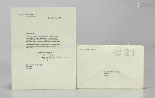 Signed Personal Letter by President Truman