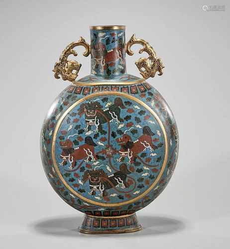 Chinese Cloisonne Moon Flask