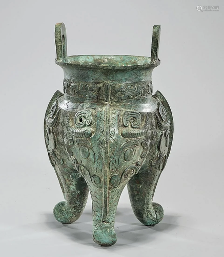 Chinese Archaistic Bronze Tripod Censer