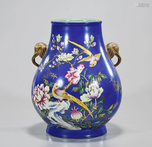 Chinese Blue Glazed Porcelain Vase