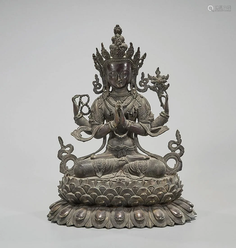 Chinese Bronze Figure of a Seated Deity