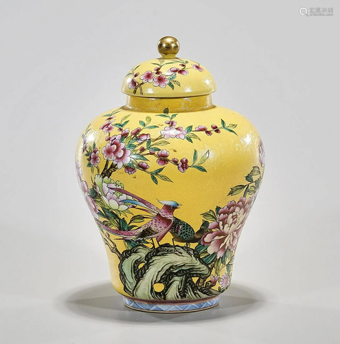 Chinese Well Painted Covered Porcelain Jar