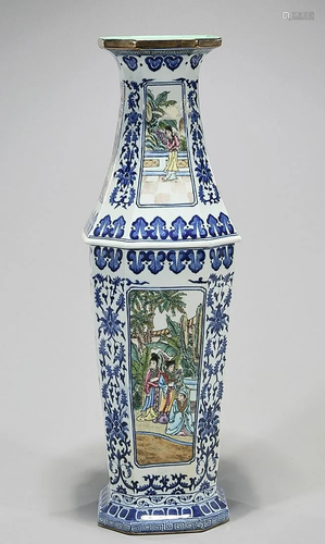 Tall Chinese Blue and White Porcelain Vase