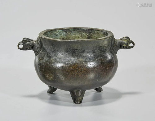 Chinese Ming-Style Bronze Tripod Censer