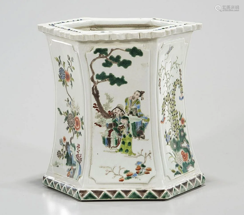 Chinese Enameled Porcelain Brush Pot