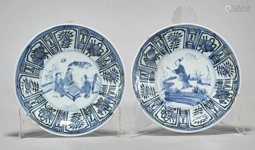 Pair Chinese Blue and White Porcelain Dishes