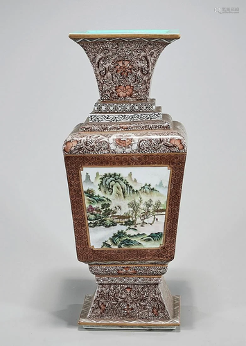 Chinese Four Faceted Porcelain Vase