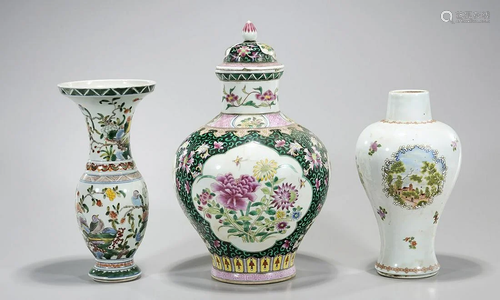 Group of Three Chinese Enameled Porcelains