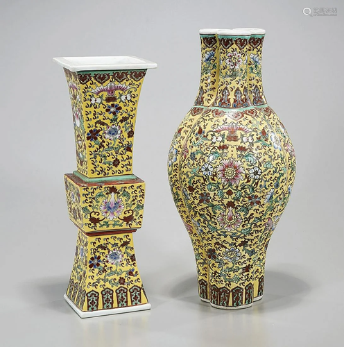 Two Chinese Enameled Porcelain Vases