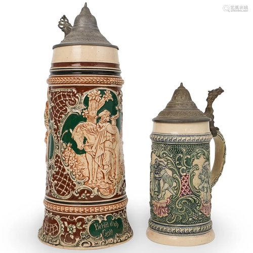 (2 Pc) Ceramic German Steins