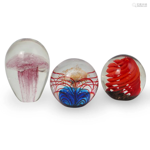 (3 Pc) Three Murano Glass Paperweights