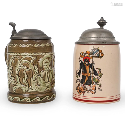 (2 Pc) Ceramic German Steins