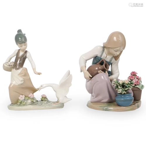 (2 Pc) Lladro Porcelain Figurine Grouping