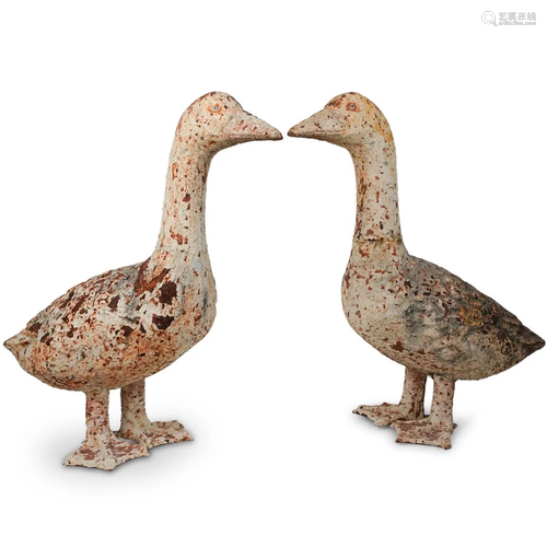 Pair Of Iron Garden Duck