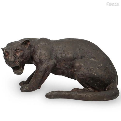 A. Tiot Bronze Leopard Sculpture