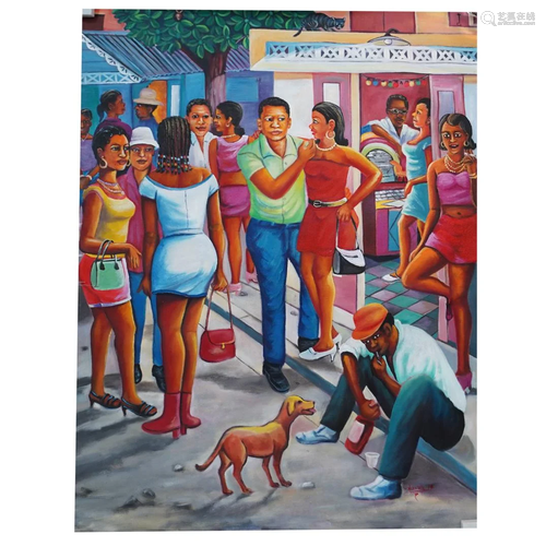 Nixon Pierre (Haitian, 20th Cent.) Oil on Canvas