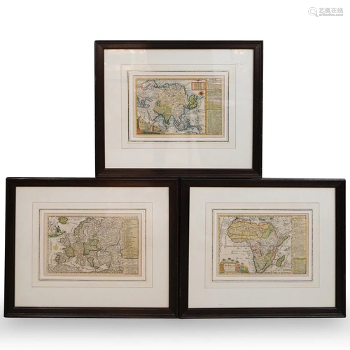 (3 Pc) Framed Vintage Maps