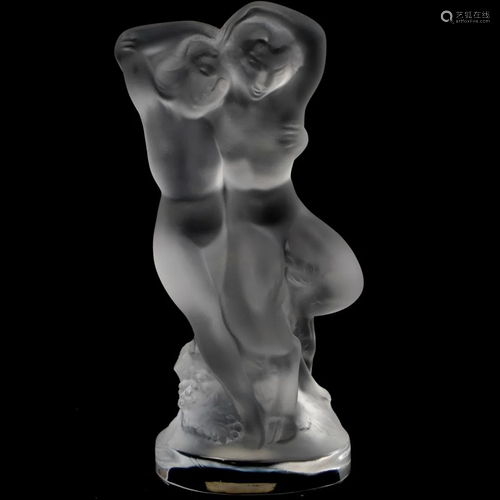 Lalique Crystal 'Double Nude Faune' Couple