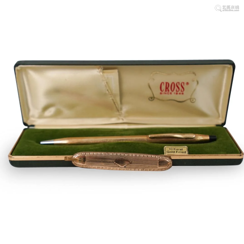 (2 Pc) Gold Filled Pocket Knife and Cross Pen