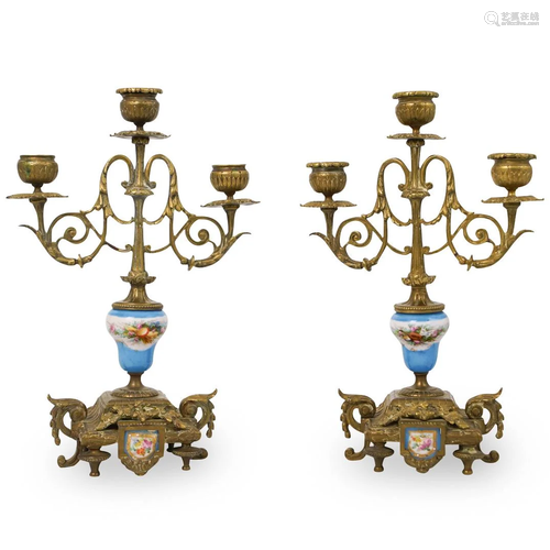 (2 Pc) Antique Sevres Candelabras