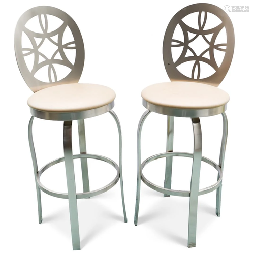 (2 Pc) Modern Swivel Bar Stools