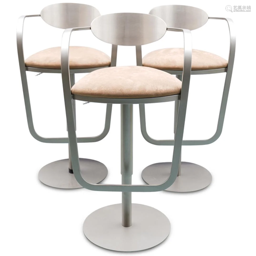 (3 Pc) Modern Suede Bar Stools