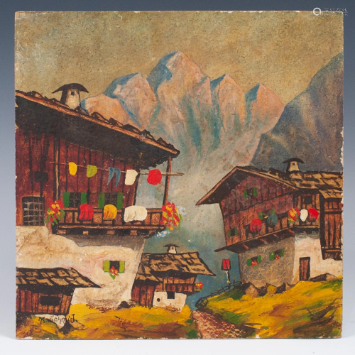 Karl Schmidt (American. 1862-1960) Painted Tile