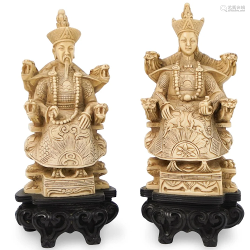 (2 Pc) Chinese Carved Figurines