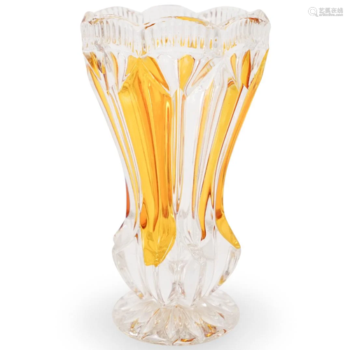 Yellow Crystal Cut Vase