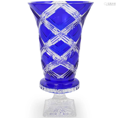 Cobalt Crystal Cut Vase