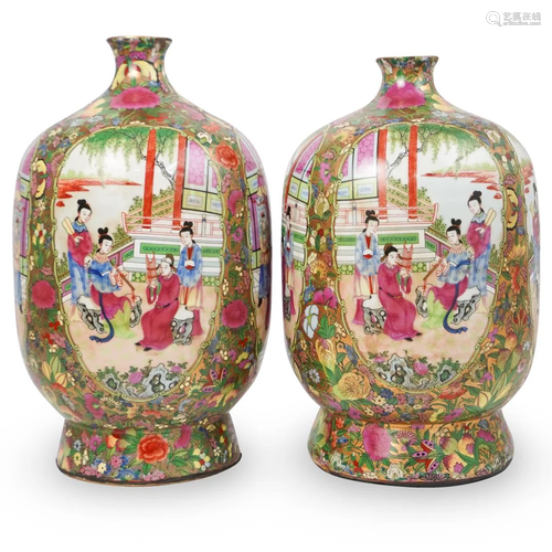 Pair of Rose Medallion Vases