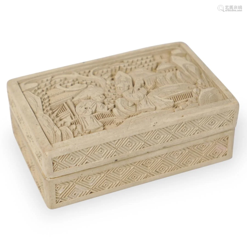 Chinese Carved White Cinnabar Box