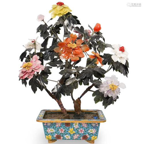 Jade Trees with Cloisonne Planter