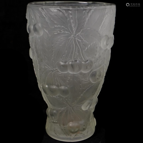 Frosted Glass Art Deco Vase