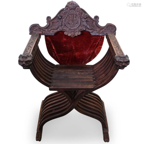 Antique Wood Scissor Chair