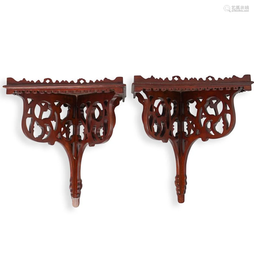 (2 Pc) Regency Mahogany Wall Brackets