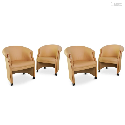 (4 Pc) Mid Century Rolling Chairs