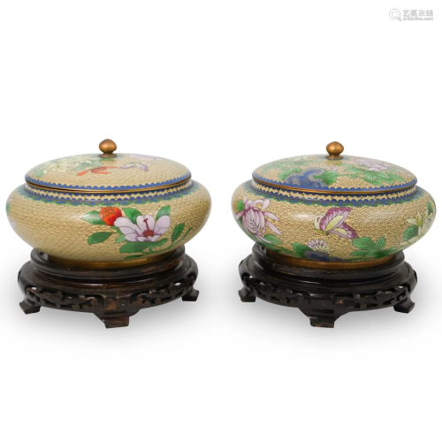 Pair of Decorative Cloisonne Chinese Urns