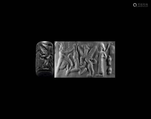 Cylinder Seal with Warrior and Animals