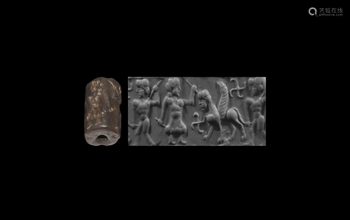 Western Asiatic Cylinder Seal with Lamassu