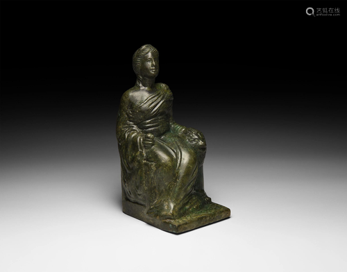 Roman Statuette of Cybele Seated with Lion