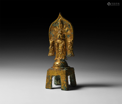 Chinese Yan Gilt Buddha with Attendants