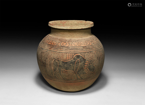 Large Indus Valley Mehrgarh Storage Jar with Ze…