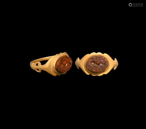 Roman Gold Ring with Dolphin Gemstone