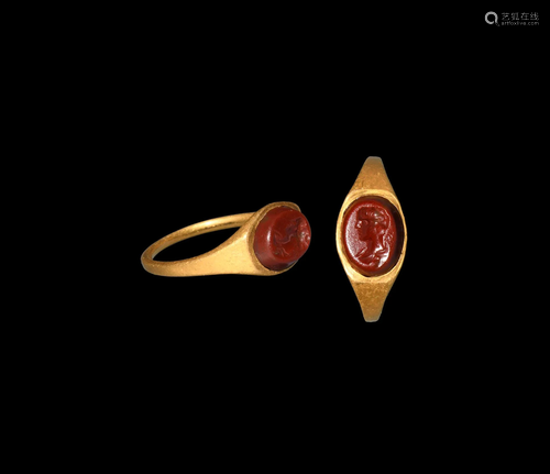 Roman Gold Ring with Portrait Gemstone